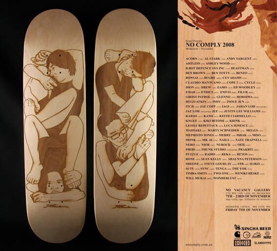 No Comply Skateboard Art Exhibition, No Vacancy Gallery, Melbourne, Australia